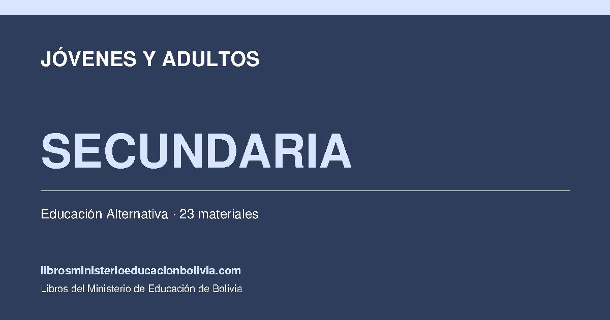 educacion secundaria personas jovenes y adultas bolivia